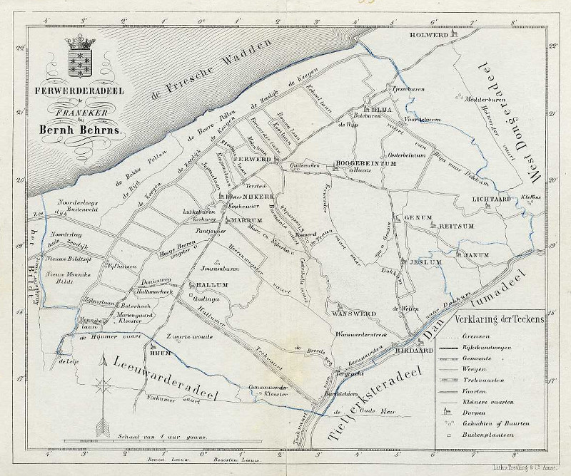 afbeelding van Kuyperkaart Gemeente Ferweradeel te Franeker bij Bernh. Behrns van Bernhard Behrns
