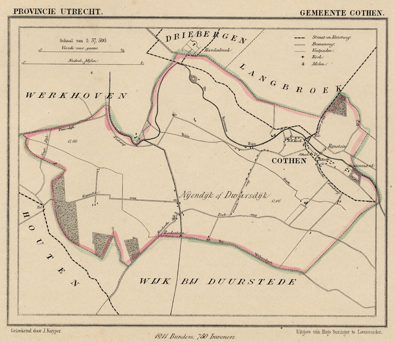 afbeelding van Kuyperkaart Gemeente Cothen van Kuyper (Kuijper)