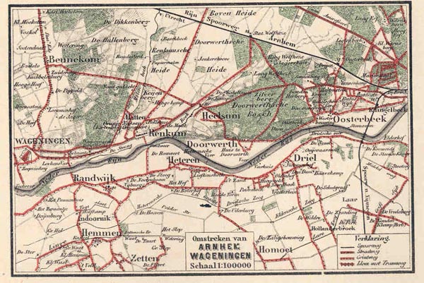 afbeelding van kaart Omstreken van Arnhem Wageningen van Craandijk
