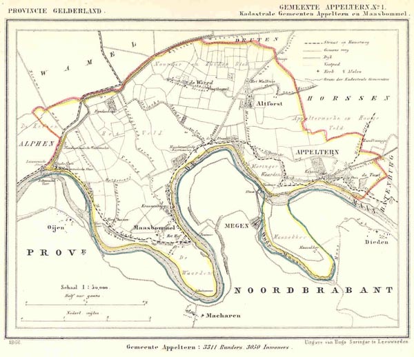 afbeelding van Kuyperkaart Gemeente Appltern No 1. Kadastrale gemeente Appeltern en Maasbommel van Kuyper (Kuijper)