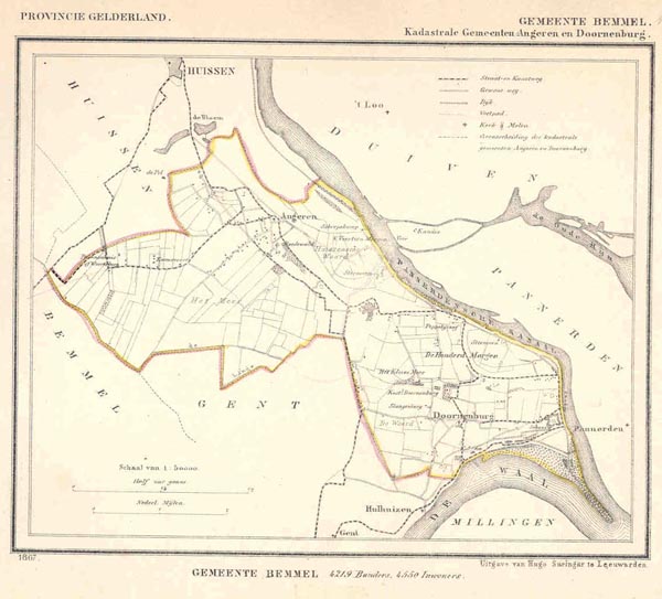 afbeelding van Kuyperkaart Gemeente Bemmel. Kadastrale gemeente Angeren en Doorndenburg van Kuyper (Kuijper)
