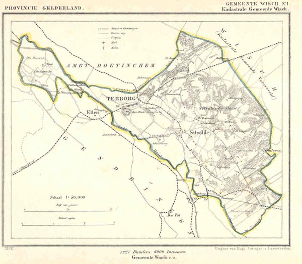 afbeelding van Kuyperkaart Gemeente Wisch No1. Kadastrale Gemeente Wisch van Kuyper (Kuijper)