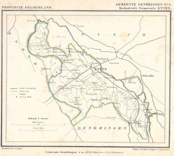 afbeelding van Kuyperkaart Gemeente Gendringen No2. Kadastrale gemeente Etten van Kuyper (Kuijper)