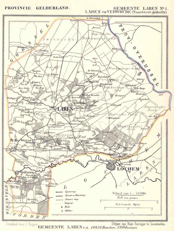 afbeelding van Kuyperkaart Gemeente Laren No1 Laren en Verwoude (Noordwest. Gedeelte) van Kuyper (Kuijper)