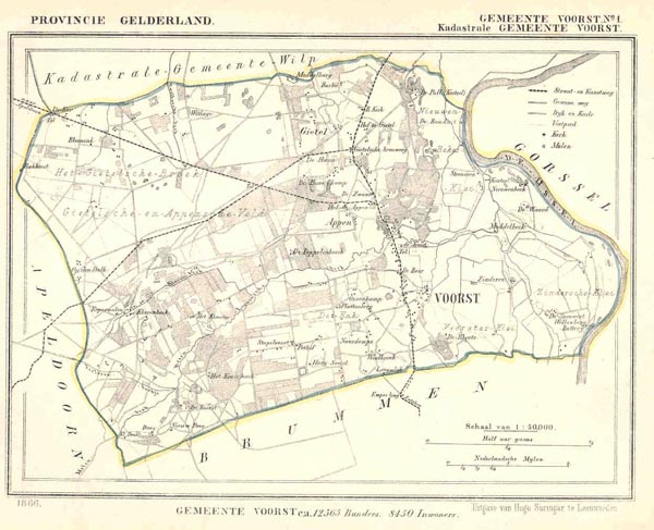 afbeelding van Kuyperkaart Gemeente Voorst No1. Kadastrale gemeente Voorst van Kuyper (Kuijper)