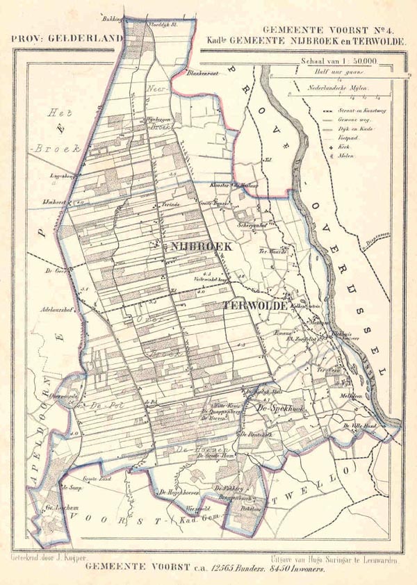 afbeelding van Kuyperkaart Gemeente Voorst No4. Kadle gemeente Nijbroek en Terwoude van Kuyper (Kuijper)