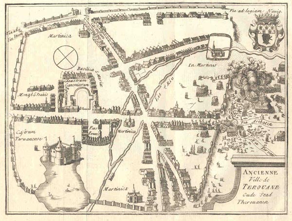 afbeelding van plattegrond Ancienne Ville de Terouane, Oude Stad Therouanen van J. Harrewijn (Terwaan, Therouanne)