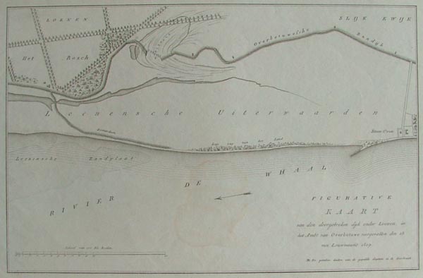 afbeelding van kaart Kaart van den doorgebroken dijk onder Loenen, in het Ambt van Overbetuwe van nn