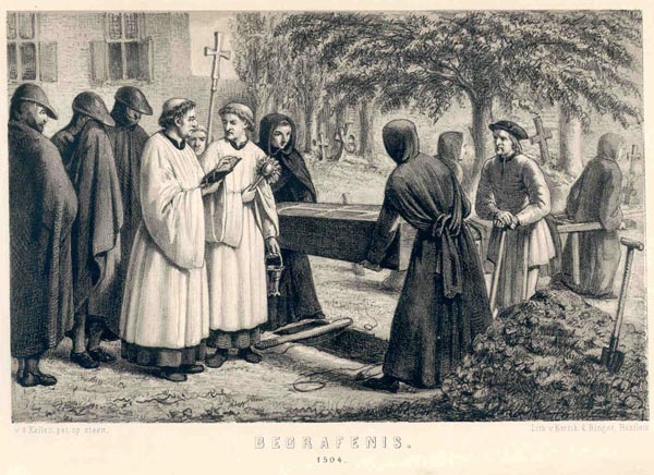 afbeelding van prent Begrafenis 1504 van v.d. Kellen
