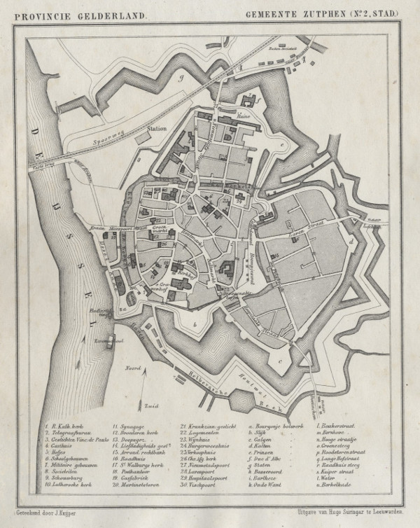 afbeelding van Kuyperkaart Zutphen (plattegrond der stad) van Kuyper (Kuijper)