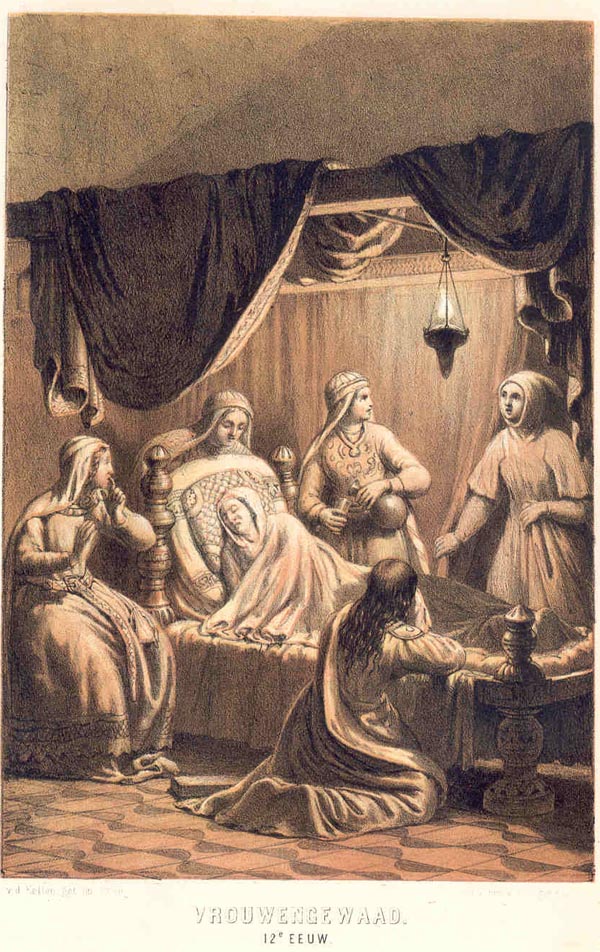 afbeelding van prent Vrouwengewaad (12e eeuw) van v.d. Kellen