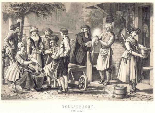 afbeelding van prent Volksdracht (18e eeuw) van v.d. Kellen