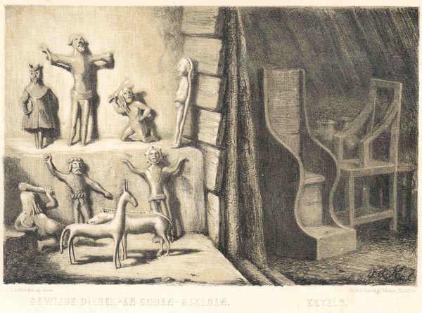 afbeelding van prent Gewijde dieren en Goden- Beelden, Zetels van v.d. Kellen