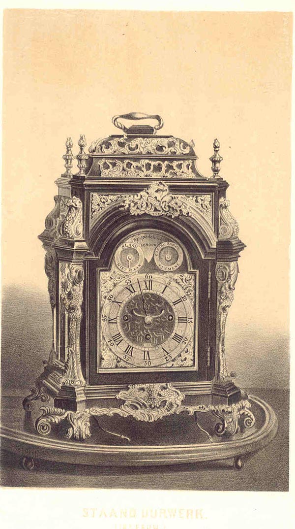 afbeelding van prent Staand uurwerk (18e eeuw) van nn