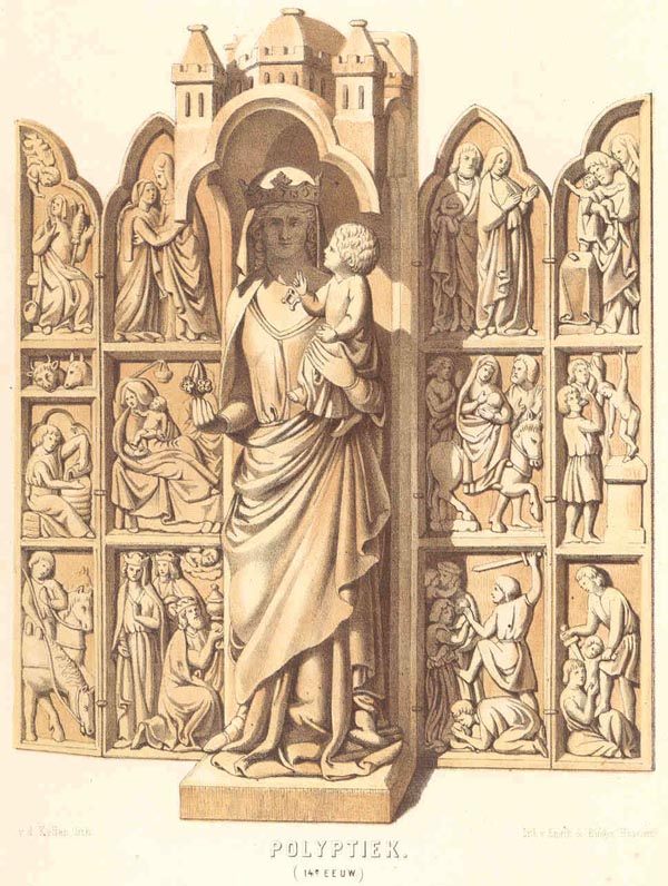 afbeelding van prent Polyptiek (14e eeuw) van v.d. Kellen