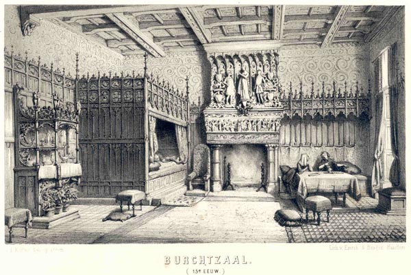 afbeelding van prent Burchtzaal (15e eeuw) van D. v.d. Kellen