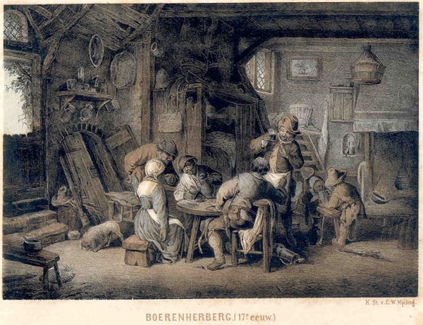 afbeelding van prent Boerenherberg (17e eeuw) van nn
