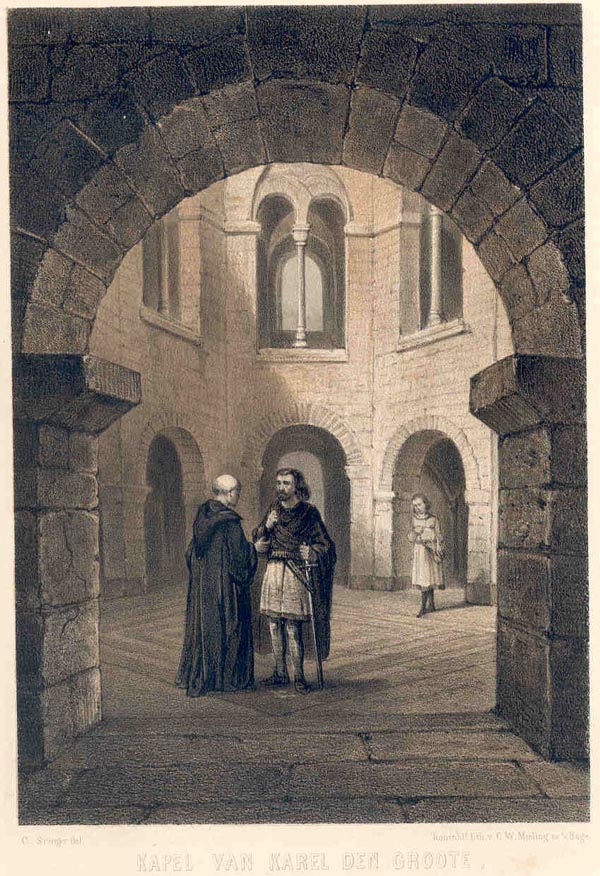 afbeelding van prent Kapel van Karel de Groote van C. Springer