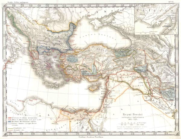 afbeelding van kaart Regni Persici satraoiae unferiores 402 - 325 van Menke (Saudi Arabia)