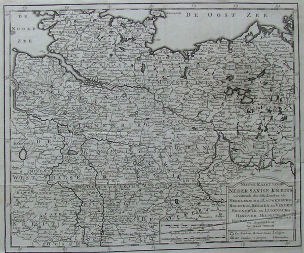 afbeelding van kaart Nieuwe kaart van de Neder Saxise Kreits van Isaak Tirion