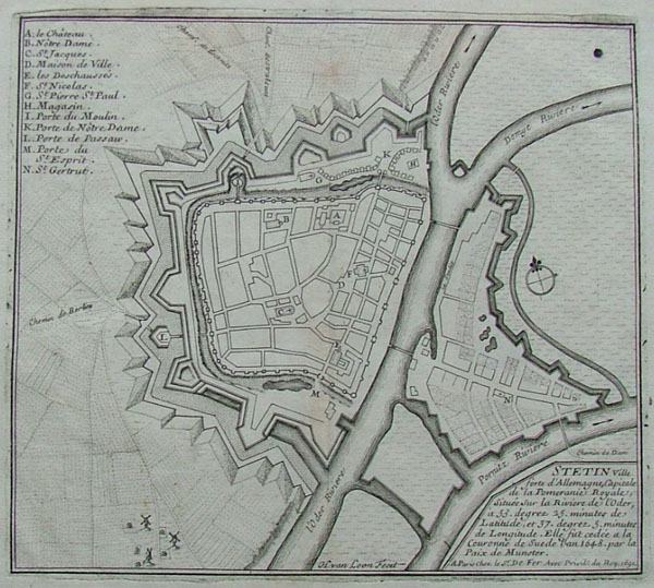 afbeelding van plattegrond Stetin, Aan de Oder en de Domye van Nicolas de Fer, H. van Loon (Stetin)