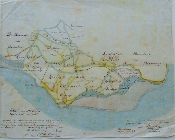 afbeelding van kaart Manuscript kaart van Zeeland Borsselen, Baarland, Ellewoutsdijk van Bourdrez