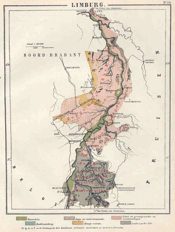 afbeelding van kaart Limburg van N.W. Posthumus en Dr. J.M. van Bemmelen