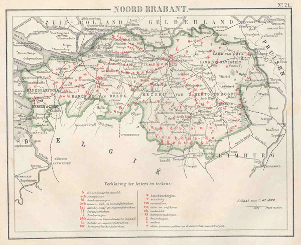 afbeelding van kaart Noord Brabant van N.W. Posthumus en Dr. J.M. van Bemmelen