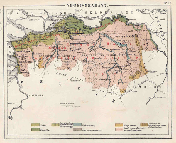 afbeelding van kaart Noord Brabant van N.W. Posthumus en Dr. J.M. van Bemmelen