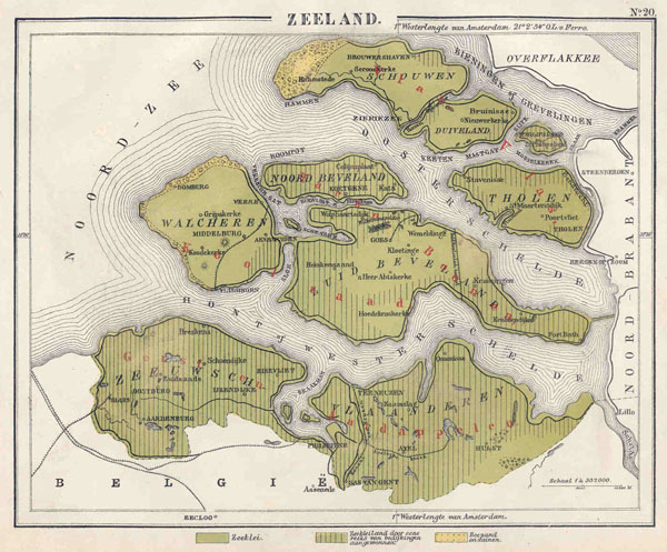afbeelding van kaart Zeeland van N.W. Posthumus en Dr. J.M. van Bemmelen