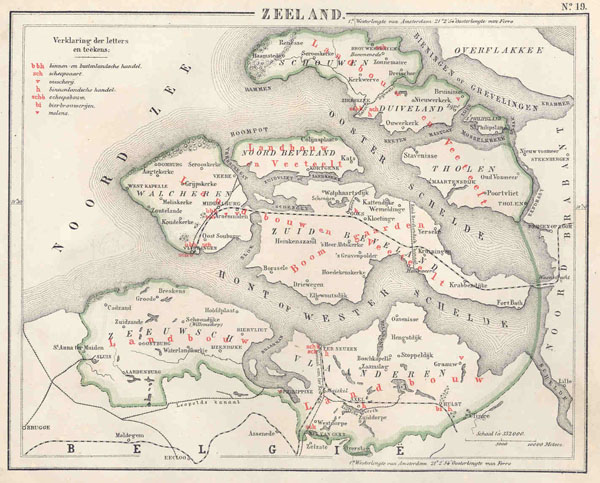 afbeelding van kaart Zeeland van N.W. Posthumus en Dr. J.M. van Bemmelen