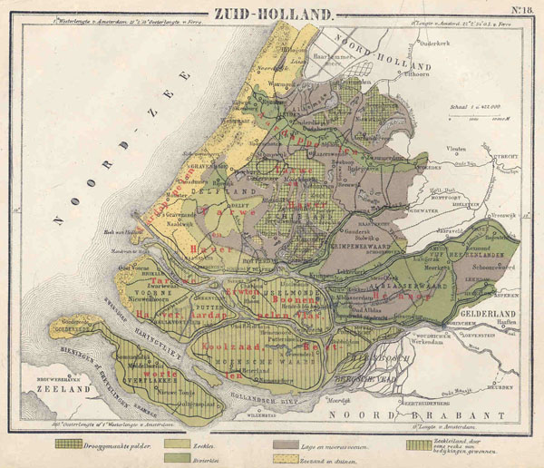 afbeelding van kaart Zuid-Holland van N.W. Posthumus en Dr. J.M. van Bemmelen 