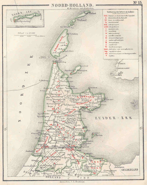 afbeelding van kaart Noord-Holland van N.W. Posthumus en Dr. J.M. van Bemmelen