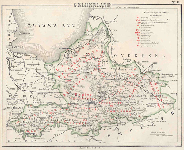 afbeelding van kaart Gelderland van N.W. Posthumus en Dr. J.M. van Bemmelen
