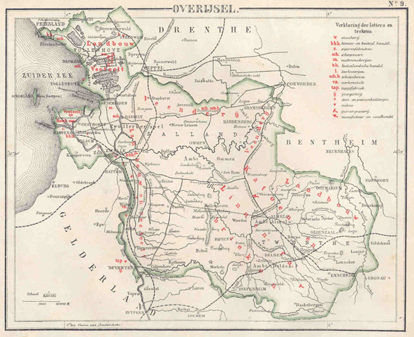 afbeelding van kaart Overijssel van N.W. Posthumus en Dr. J.M. van Bemmelen 