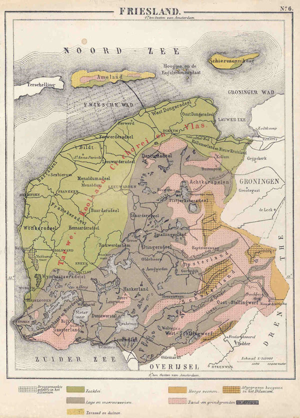 afbeelding van kaart Friesland van N.W. Posthumus en Dr. J.M. van Bemmelen