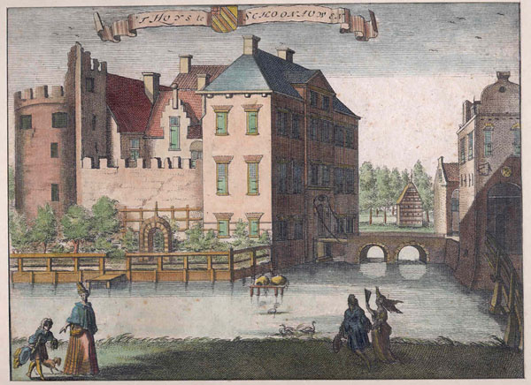 afbeelding van prent t Huys te Schoonauwen van Casper Specht (1698) Tirion, (1750ca) (Houten (Schonauwen))