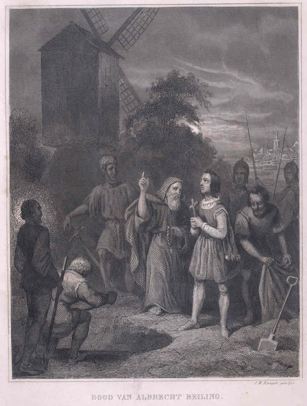 afbeelding van prent Dood van Albrecht Beiling van J.W. Kaiser (Schoonhoven)