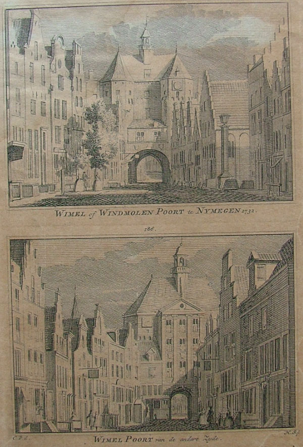afbeelding van prent Wimel of Windmolen poort te Nymergen 1732 van Spilman (Nijmegen)