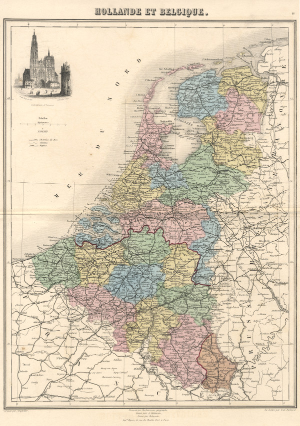 afbeelding van kaart Hollande et Belgique van Migeon