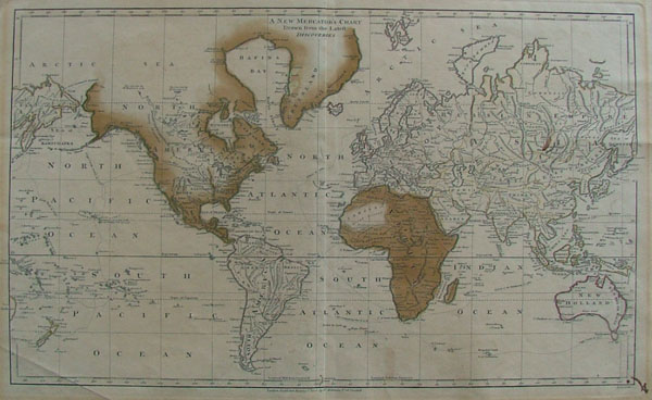 afbeelding van kaart A New Mercators chart Drawn from the latest discoveries van W. Harrison,  Wilkinson