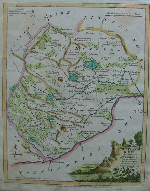afbeelding van kaart Rutland Shire, Divided into Hundreds van John Ellis