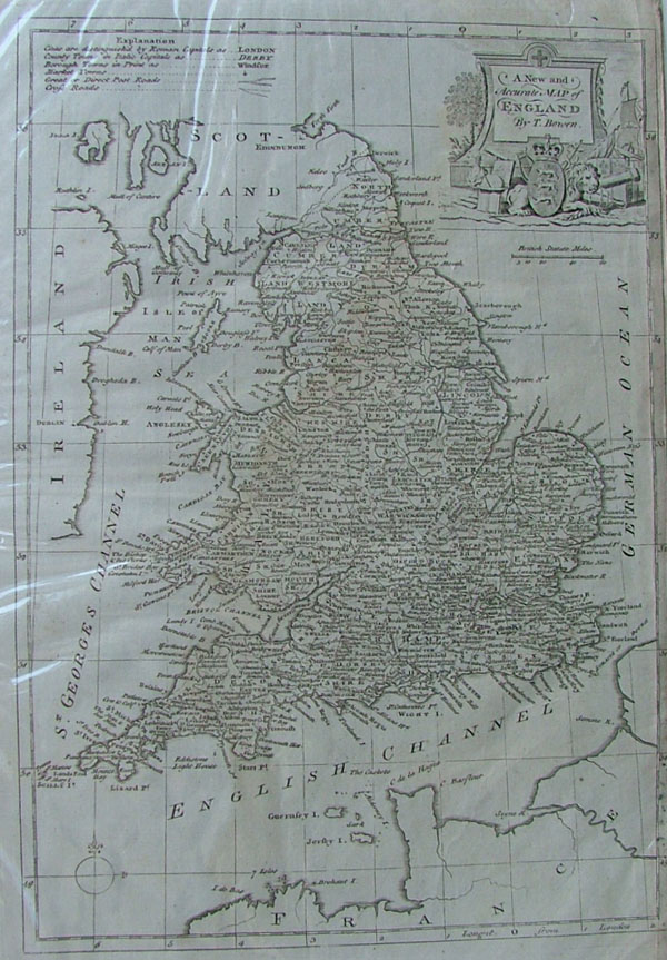 afbeelding van kaart A New and Accurate map of England  van Thomas Bowen (Wales)