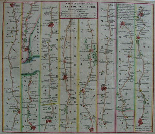 afbeelding van kaart A Survey of the road from Bristal to Chester van John Hinton