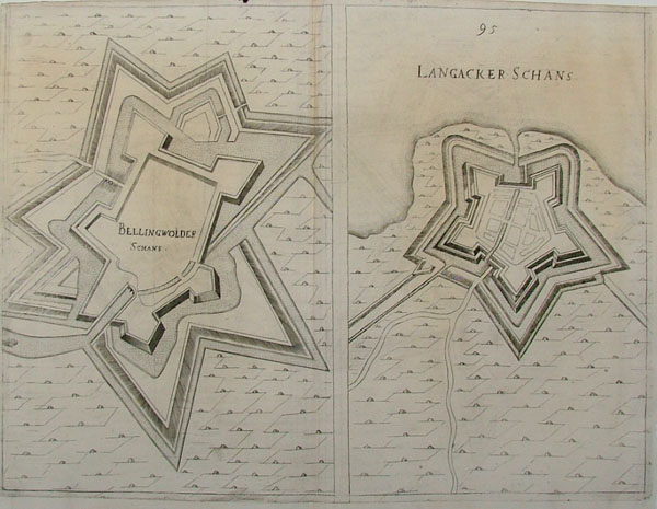 afbeelding van plattegrond Bellingwolder Schans en Langacker Schans van Guicciardini (Nieuwe Schans)