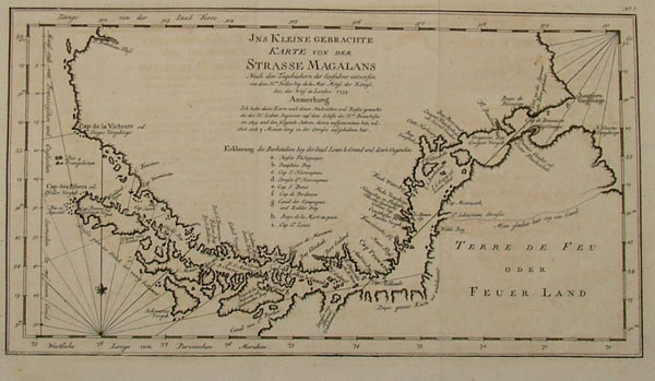 afbeelding van kaart Ins Kleine gebrachte karte von der Strasse Magalans van Bellin