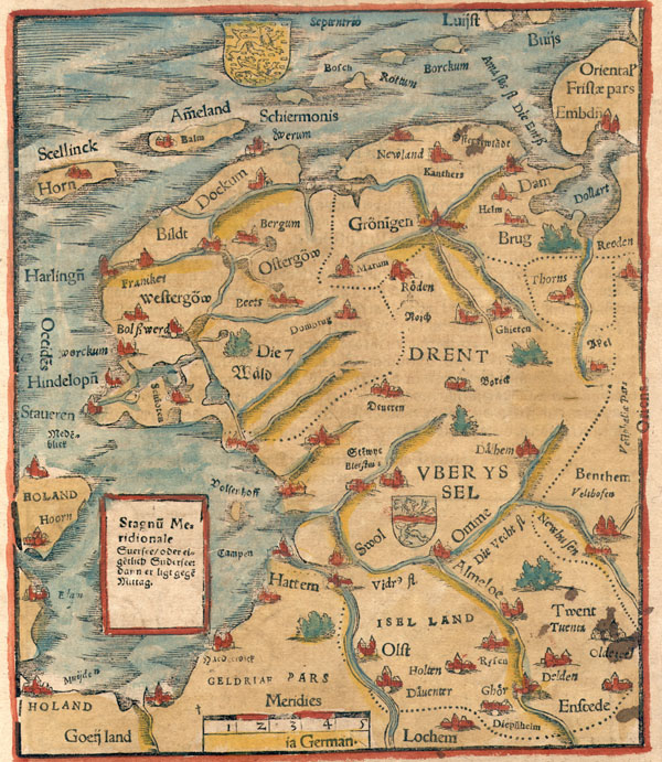 afbeelding van kaart Beschreibung des Occidentischen Friesslandts van Henric Petri, Sebastian Munster (Overijssel)