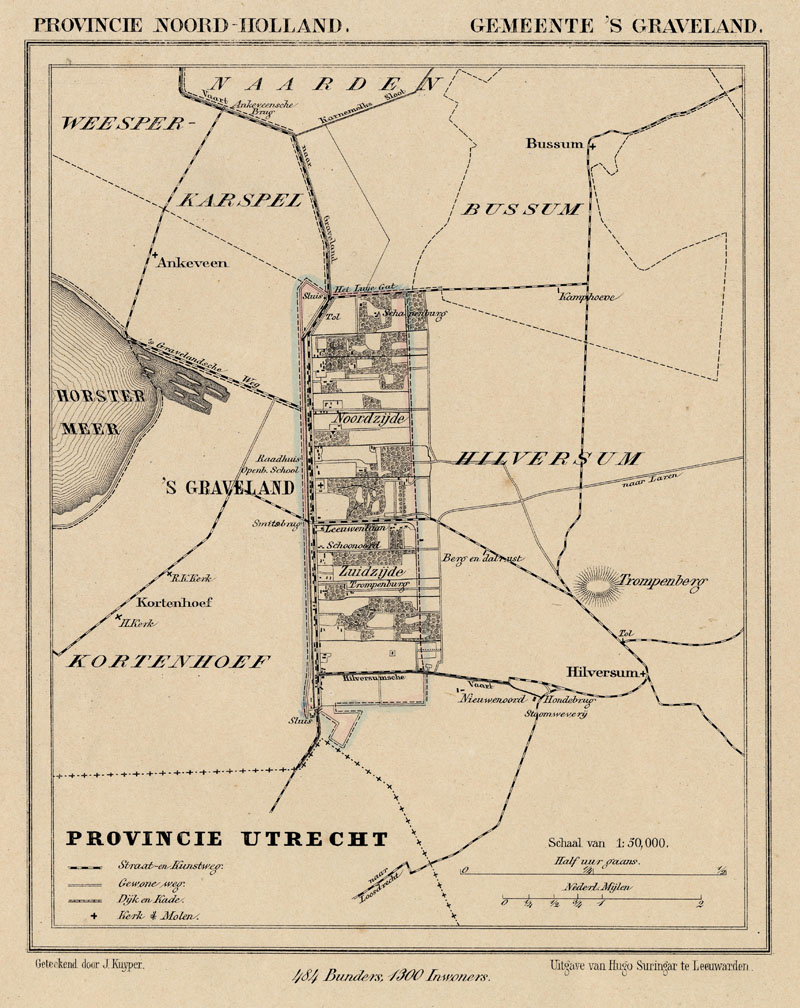 afbeelding van Kuyperkaart Gemeente Graveland (´s Graveland) van Kuyper (Kuijper)