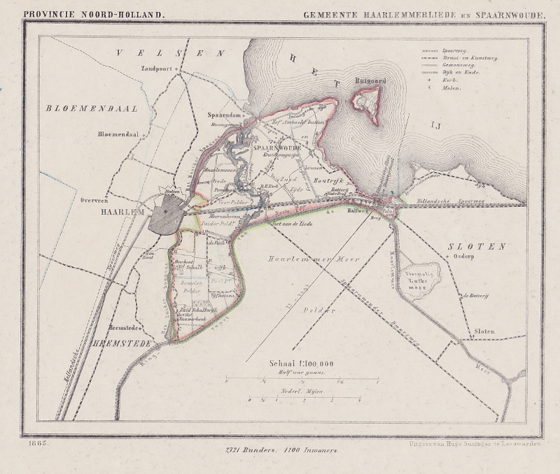 afbeelding van Kuyperkaart Gemeente Haarlemmerliede en Spaarnwoude van Kuyper (Kuijper)