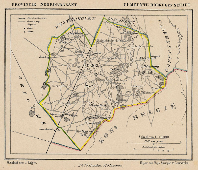 afbeelding van Kuyperkaart Gemeente Borkel en Schaft van Kuyper (Kuijper)